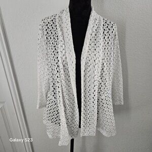 AD White Crochet Shrug